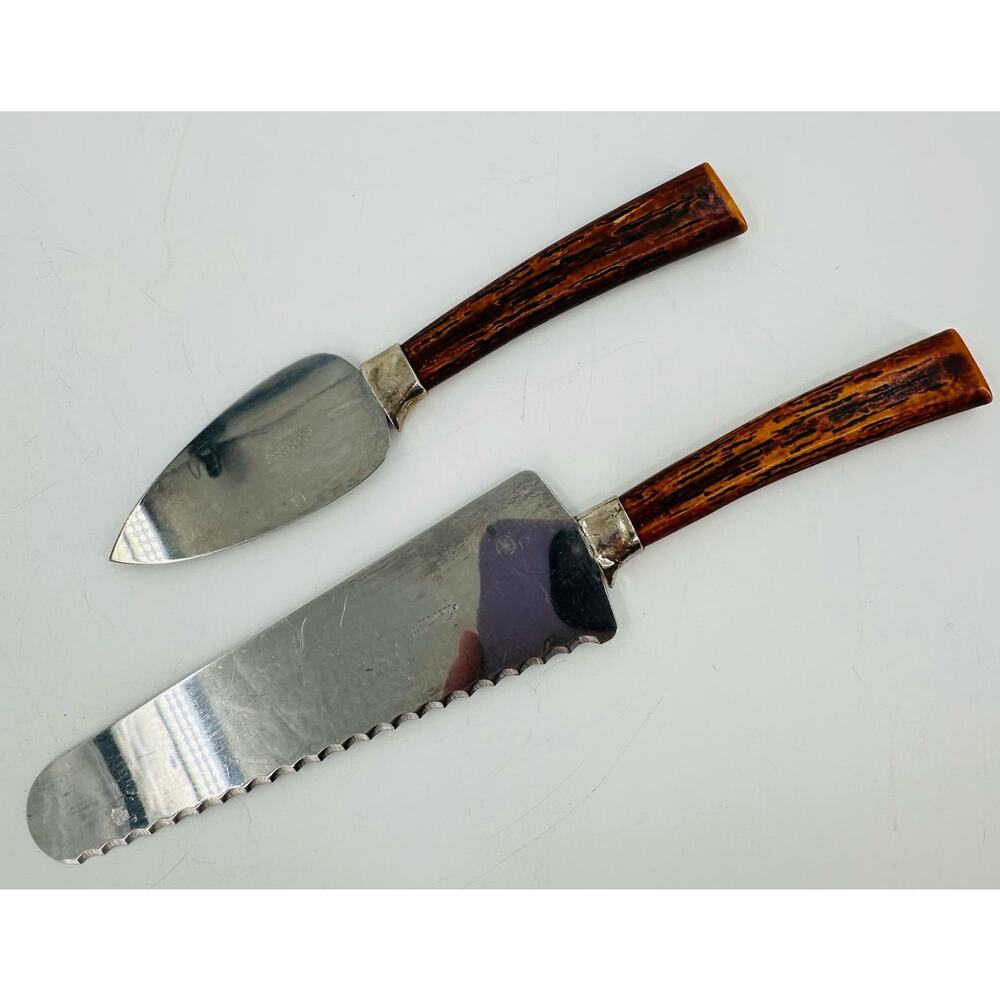 Amway Vintage Cheese Spreader Serrated Knife Cake Pie Slicer Set Stainless Steel